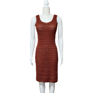 Elegant Rust Sleeveless Dress sz Large Crochet NWOT